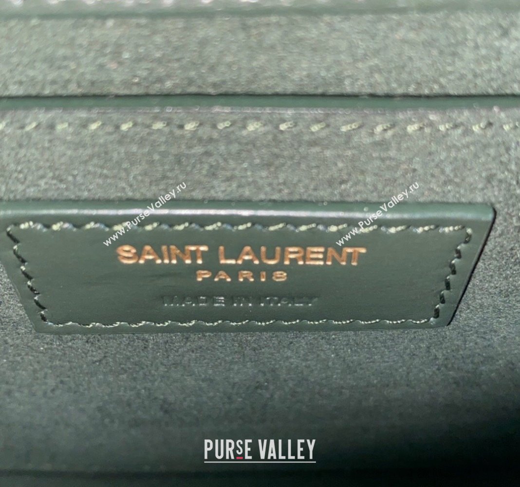 Saint Laurent Sunset Medium Bag in Box Leather 442906 Dark Green/Gold 2023 (nana-231211078)