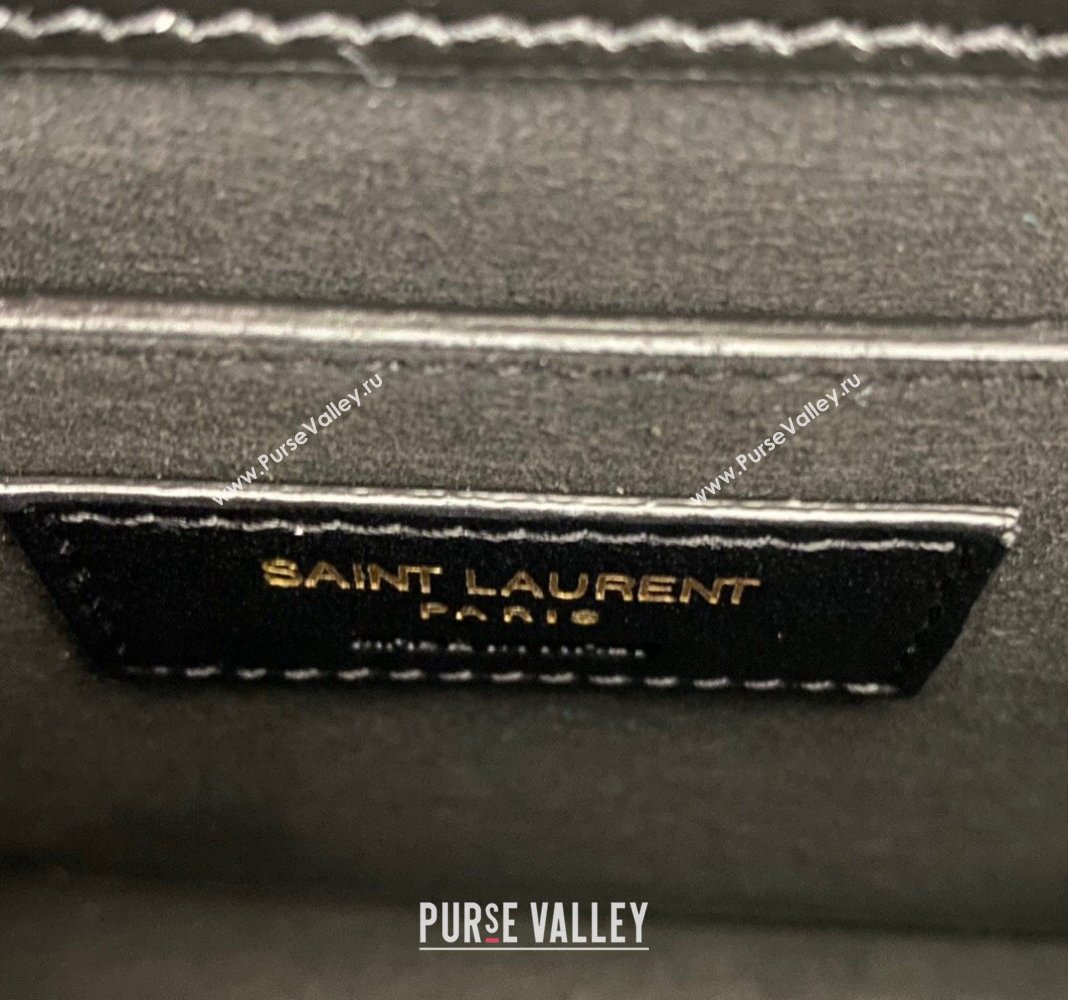 Saint Laurent Sunset Medium Bag in Box Leather 442906 Black/Gold 2023 (nana-231211079)