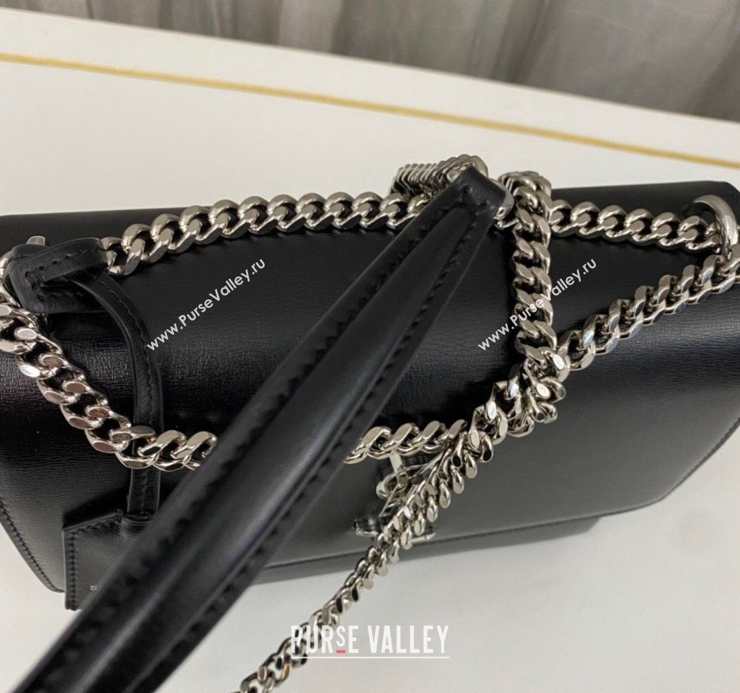 Saint Laurent Sunset Medium Bag in Box Leather 442906 Black/Silver 2023 (nana-231211080)