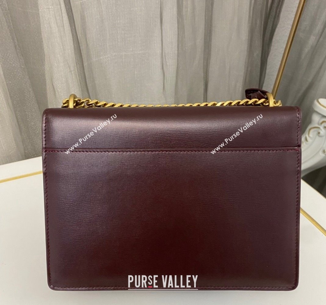 Saint Laurent Sunset Medium Bag in Box Leather 442906 Burgundy/Gold 2023 (nana-231211081)