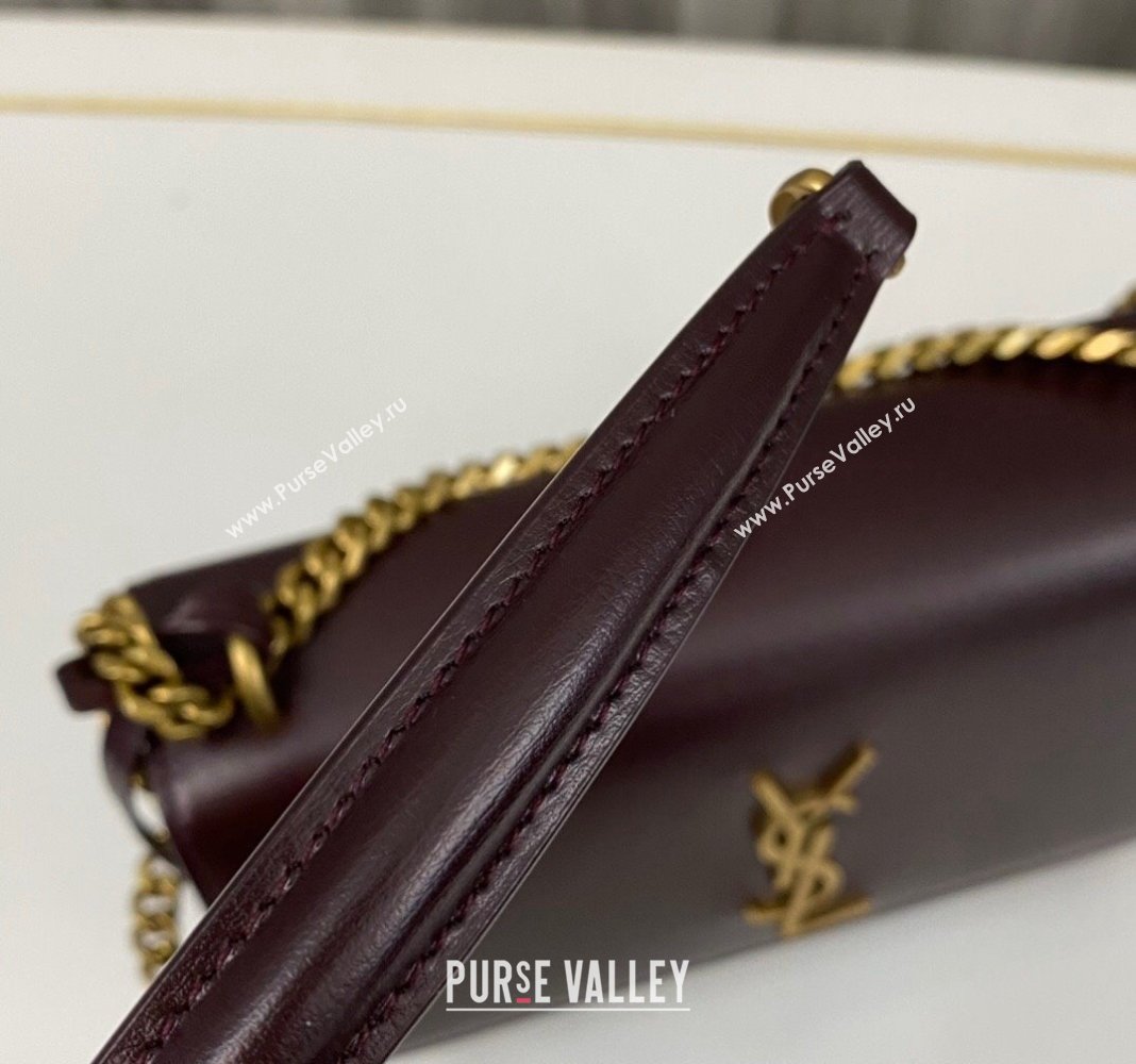 Saint Laurent Sunset Medium Bag in Box Leather 442906 Burgundy/Gold 2023 (nana-231211081)