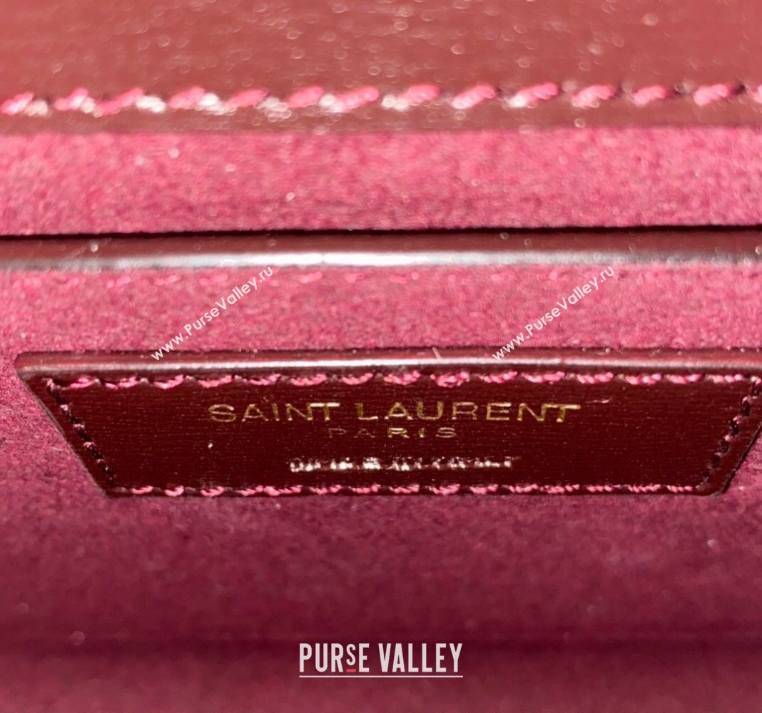 Saint Laurent Sunset Medium Bag in Box Leather 442906 Burgundy/Gold 2023 (nana-231211081)