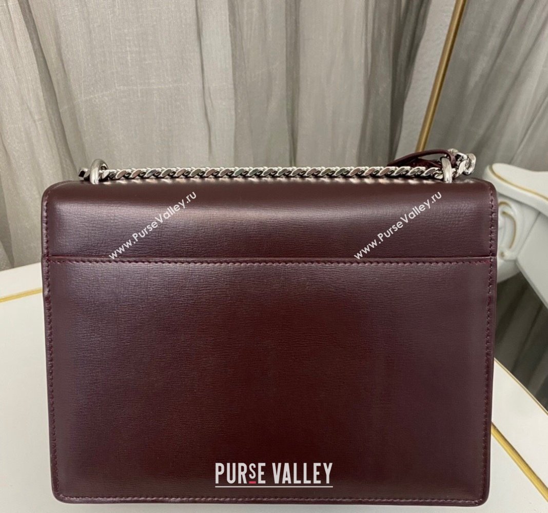 Saint Laurent Sunset Medium Bag in Box Leather 442906 Burgundy/Silver 2023 (nana-231211082)