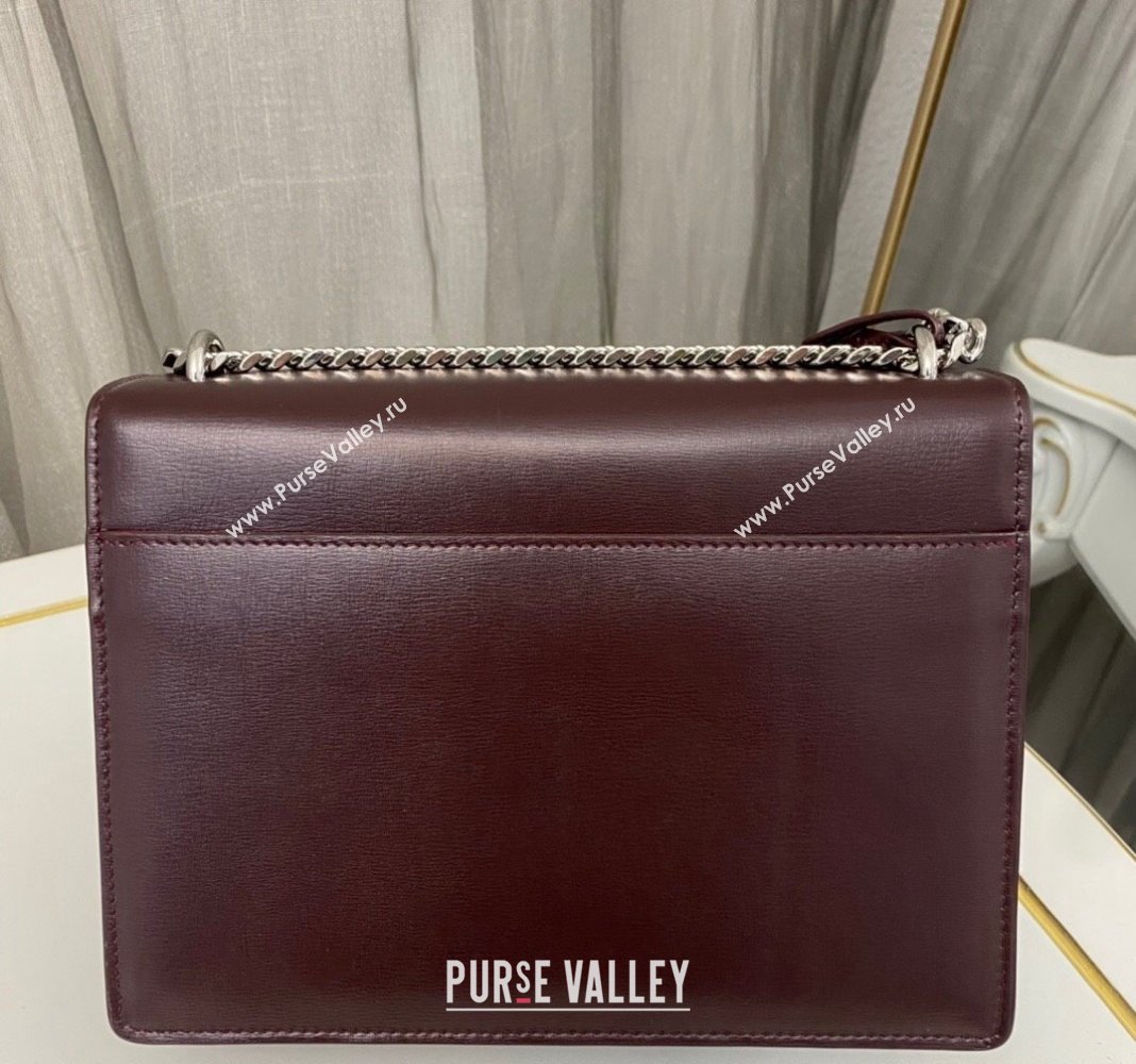 Saint Laurent Sunset Medium Bag in Box Leather 442906 Burgundy/Silver 2023 (nana-231211082)