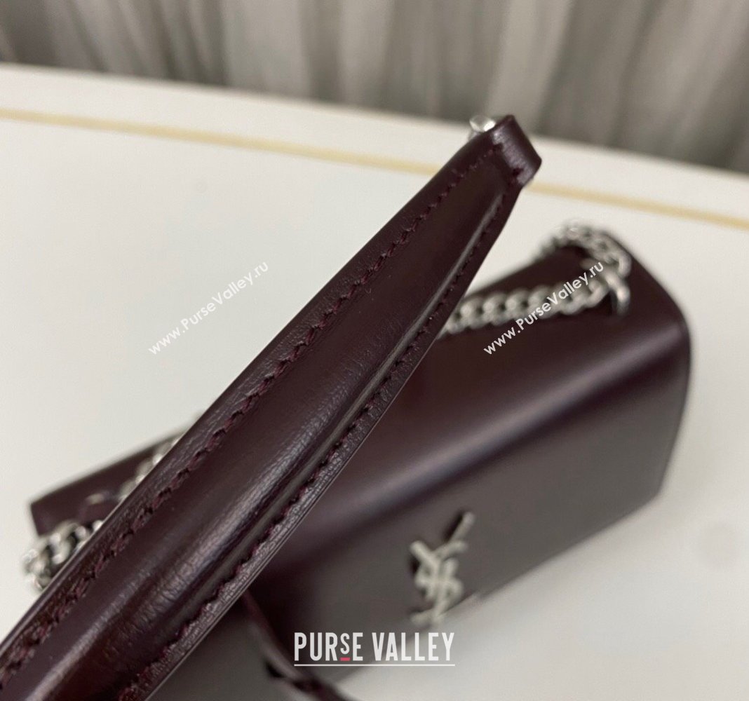 Saint Laurent Sunset Medium Bag in Box Leather 442906 Burgundy/Silver 2023 (nana-231211082)