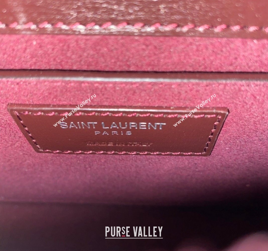 Saint Laurent Sunset Medium Bag in Box Leather 442906 Burgundy/Silver 2023 (nana-231211082)