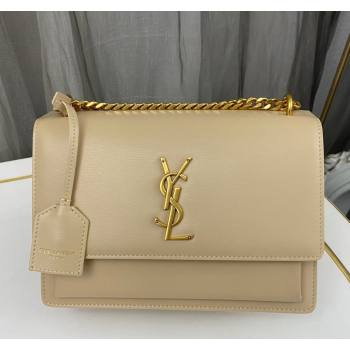 Saint Laurent Sunset Medium Bag in Box Leather 442906 Apricot/Gold 2023 (nana-231211083)