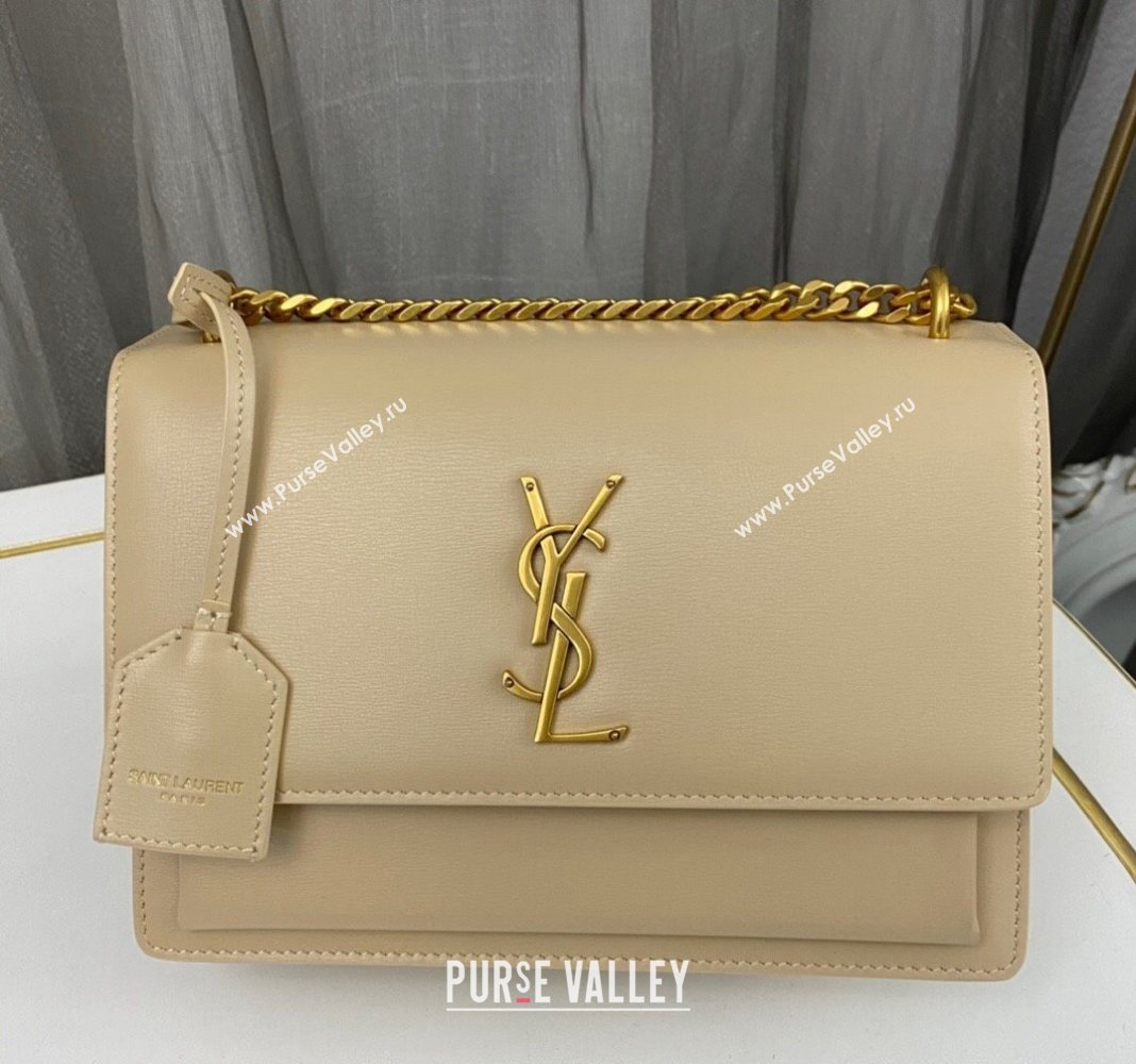 Saint Laurent Sunset Medium Bag in Box Leather 442906 Apricot/Gold 2023 (nana-231211083)