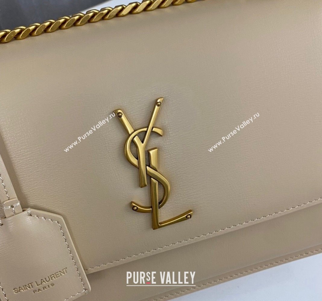 Saint Laurent Sunset Medium Bag in Box Leather 442906 Apricot/Gold 2023 (nana-231211083)