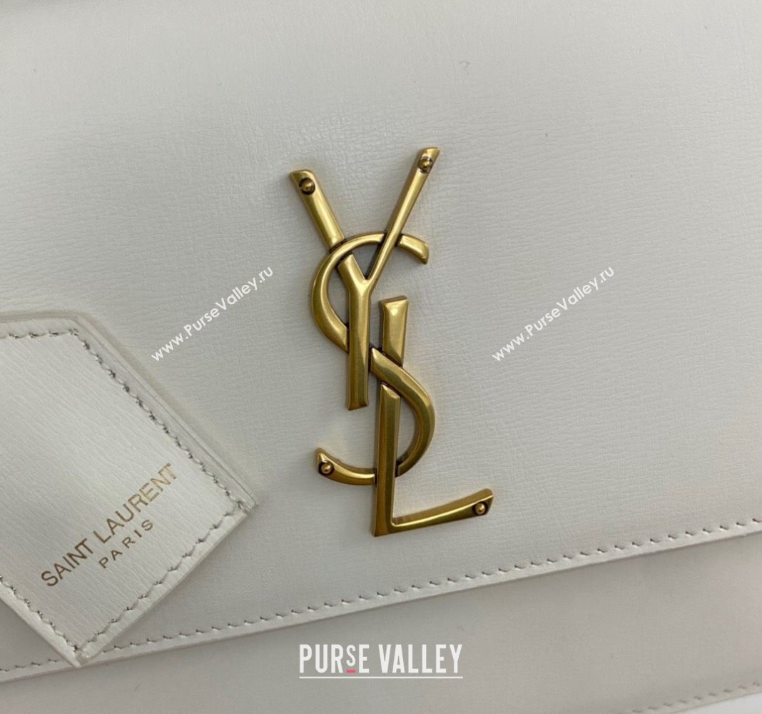 Saint Laurent Sunset Medium Bag in Box Leather 442906 White/Gold 2023 (nana-231211084)