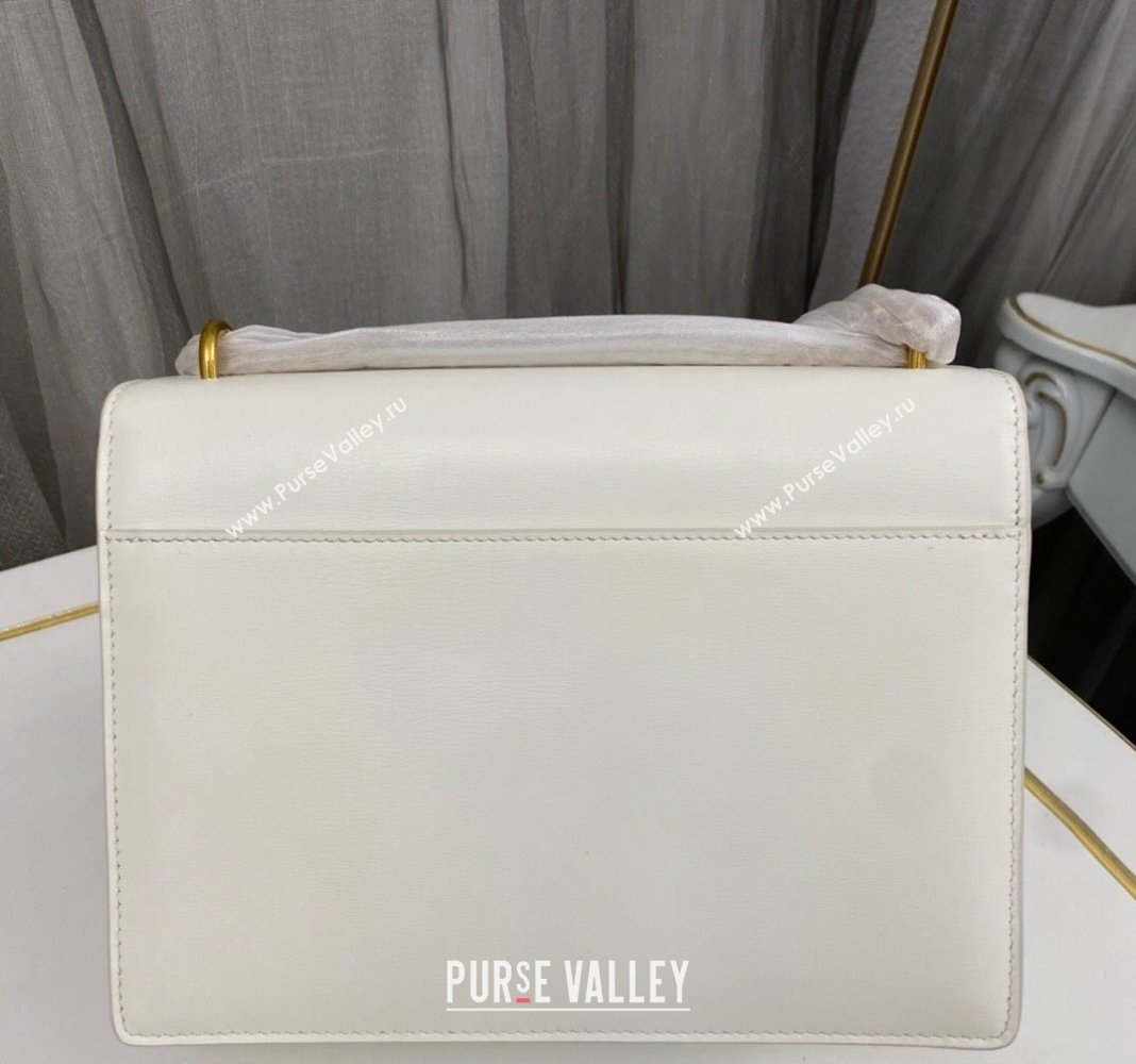 Saint Laurent Sunset Medium Bag in Box Leather 442906 White/Gold 2023 (nana-231211084)