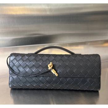 Bottega Veneta Long Clutch Bag Andiamo With Handle in Intrecciato Leather Black 2023 741511 (WT-231212055)