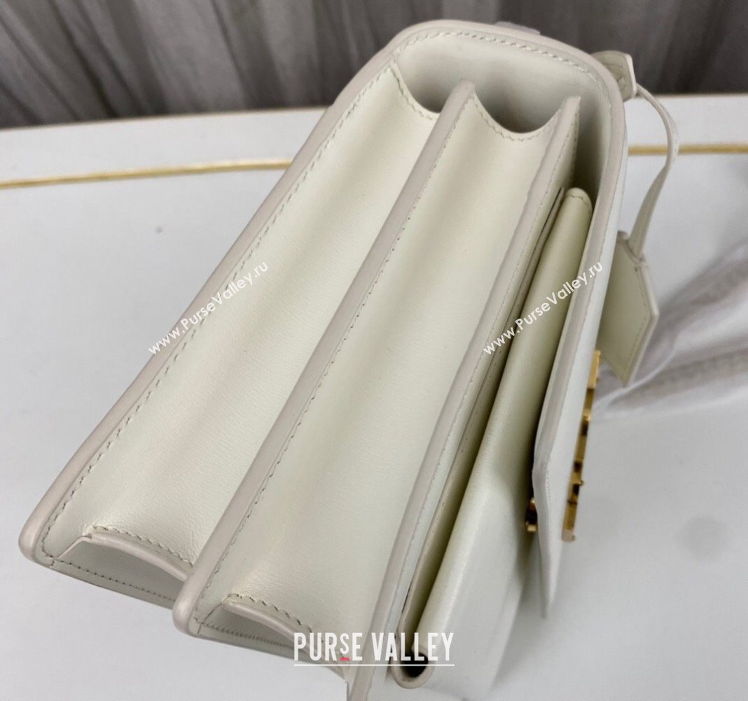 Saint Laurent Sunset Medium Bag in Box Leather 442906 White/Gold 2023 (nana-231211084)