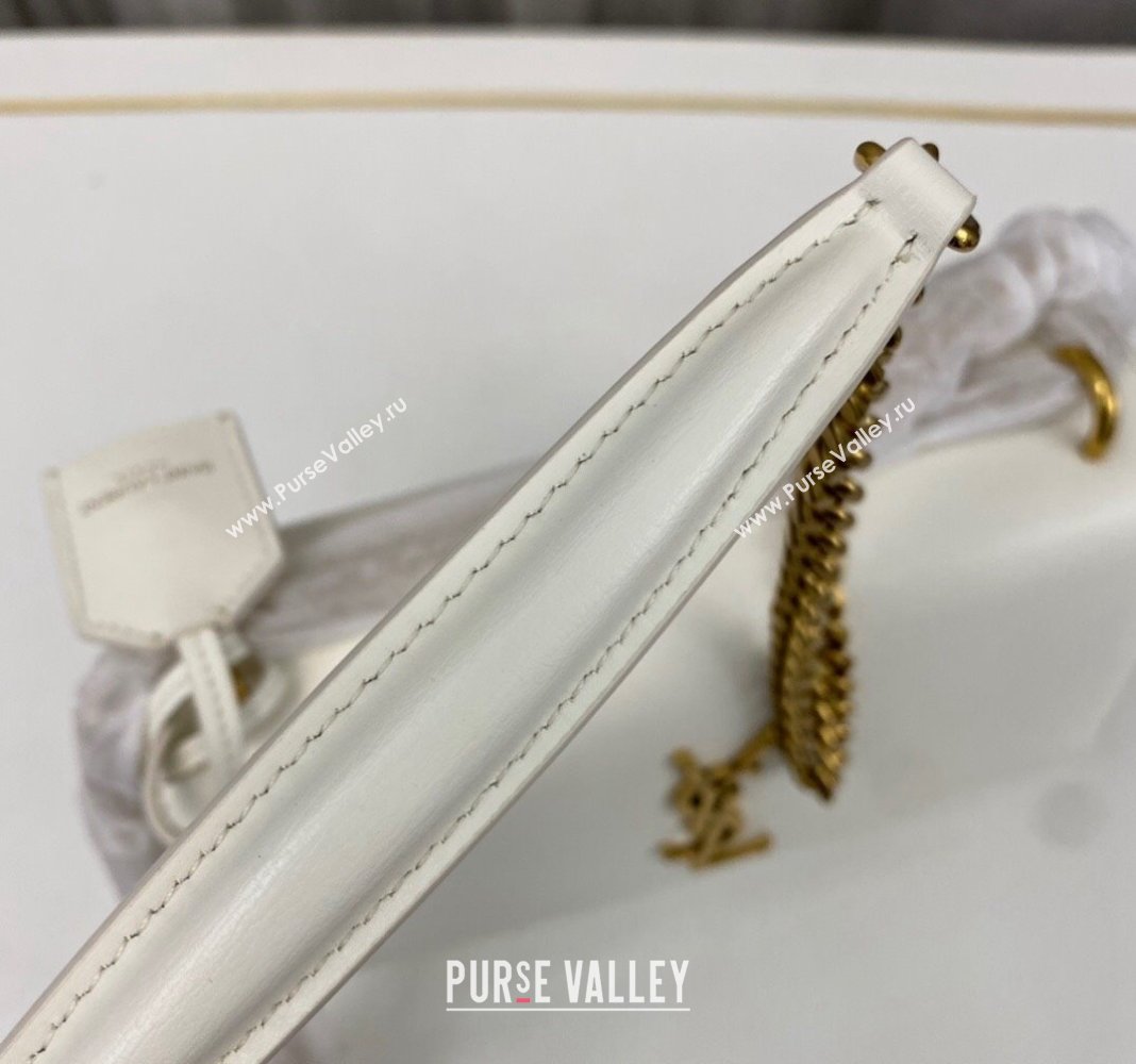 Saint Laurent Sunset Medium Bag in Box Leather 442906 White/Gold 2023 (nana-231211084)