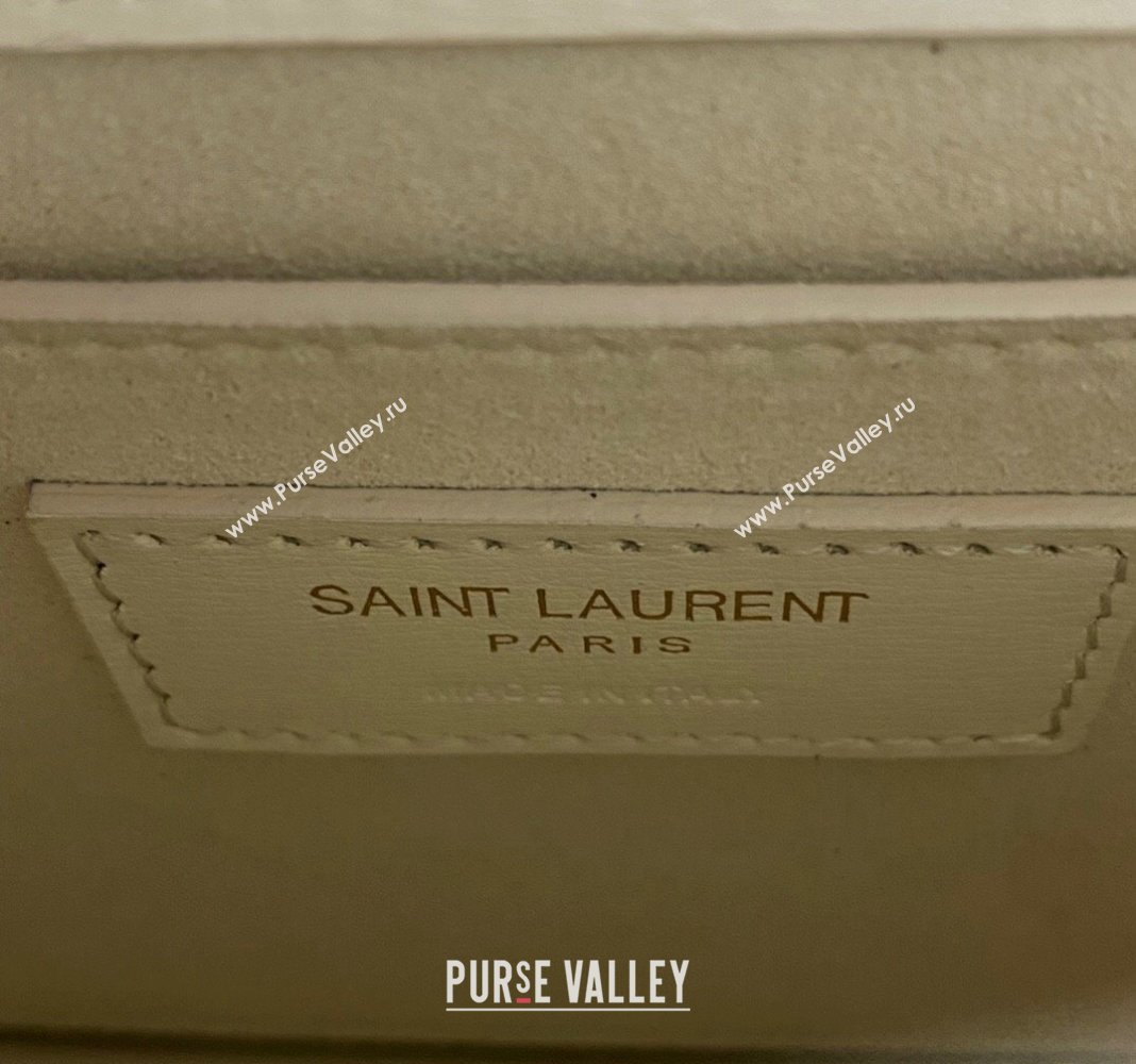 Saint Laurent Sunset Medium Bag in Box Leather 442906 White/Gold 2023 (nana-231211084)