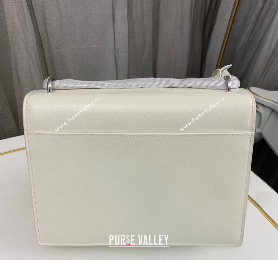 Saint Laurent Sunset Medium Bag in Box Leather 442906 White/Silver 2023 (nana-231211085)