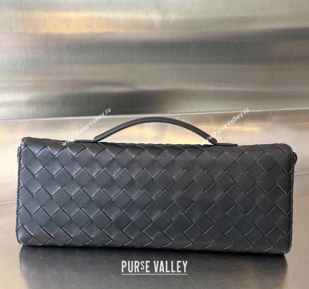 Bottega Veneta Long Clutch Bag Andiamo With Handle in Intrecciato Leather Black 2023 741511 (WT-231212055)