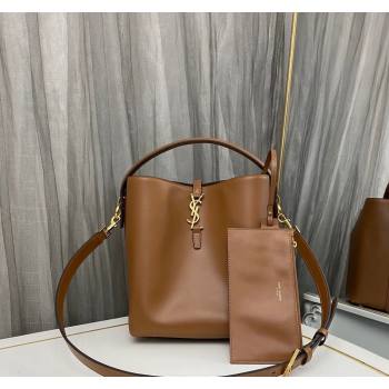 Saint Laurent Le 37 Bucket bag in Shiny Leather 742828 Brown 2 2023 (nana-231211086)