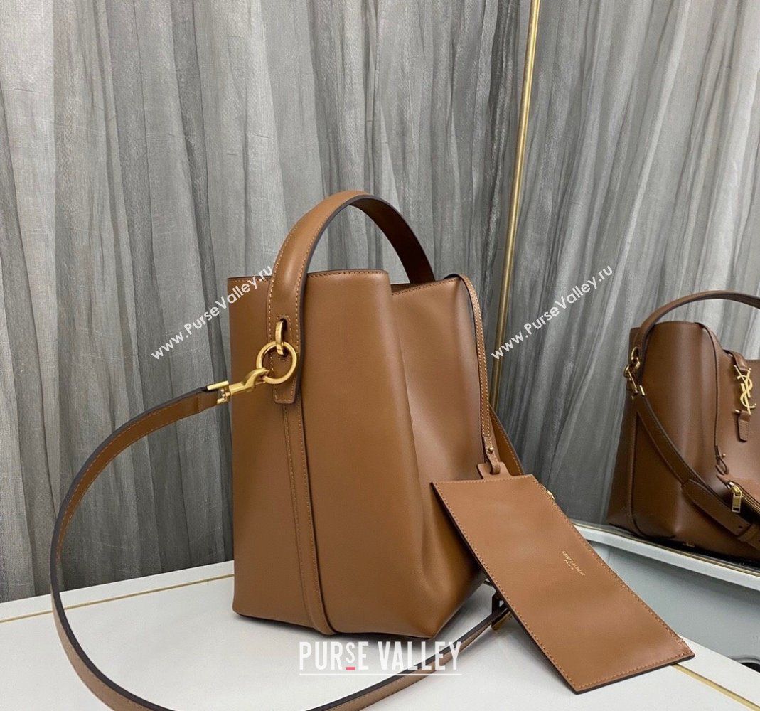 Saint Laurent Le 37 Bucket bag in Shiny Leather 742828 Brown 2 2023 (nana-231211086)