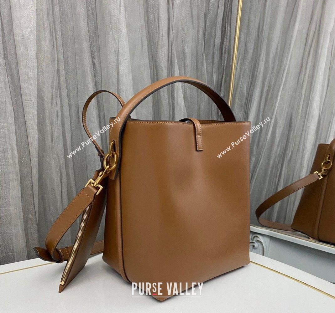 Saint Laurent Le 37 Bucket bag in Shiny Leather 742828 Brown 2 2023 (nana-231211086)