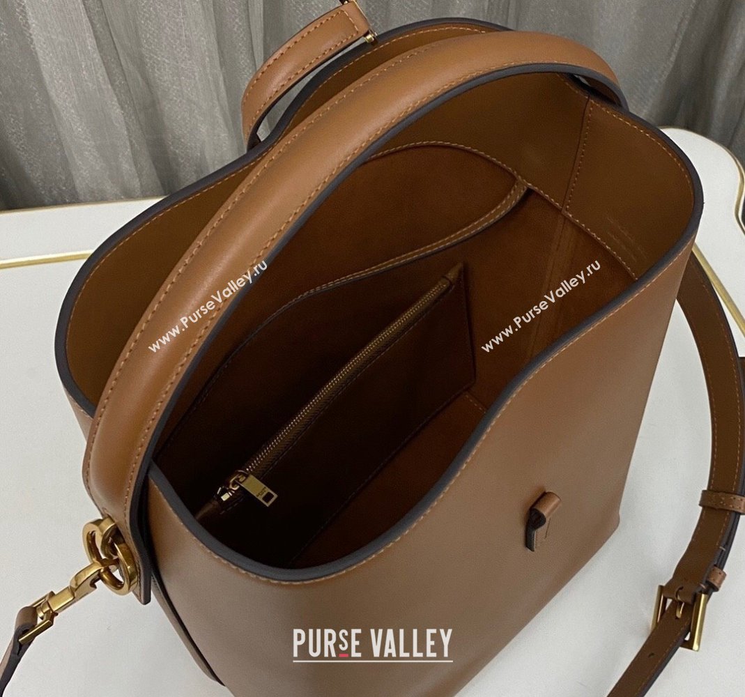 Saint Laurent Le 37 Bucket bag in Shiny Leather 742828 Brown 2 2023 (nana-231211086)