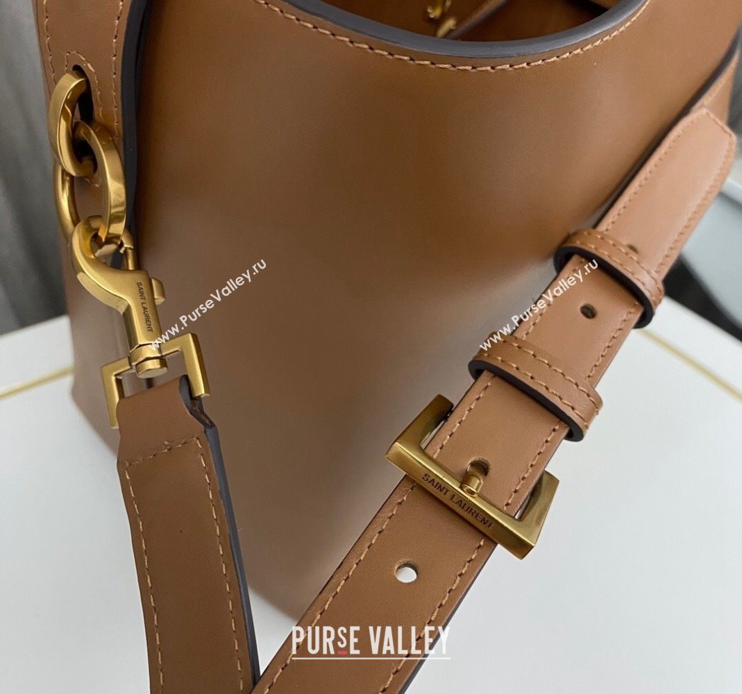 Saint Laurent Le 37 Bucket bag in Shiny Leather 742828 Brown 2 2023 (nana-231211086)