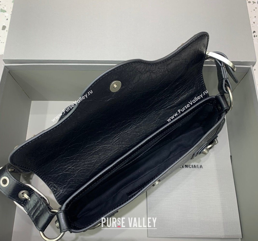 Balenciaga Le Cagole Small Sling Bag in Arena lambskin, aged-silver hardware Black 2023 (JM-231211102)