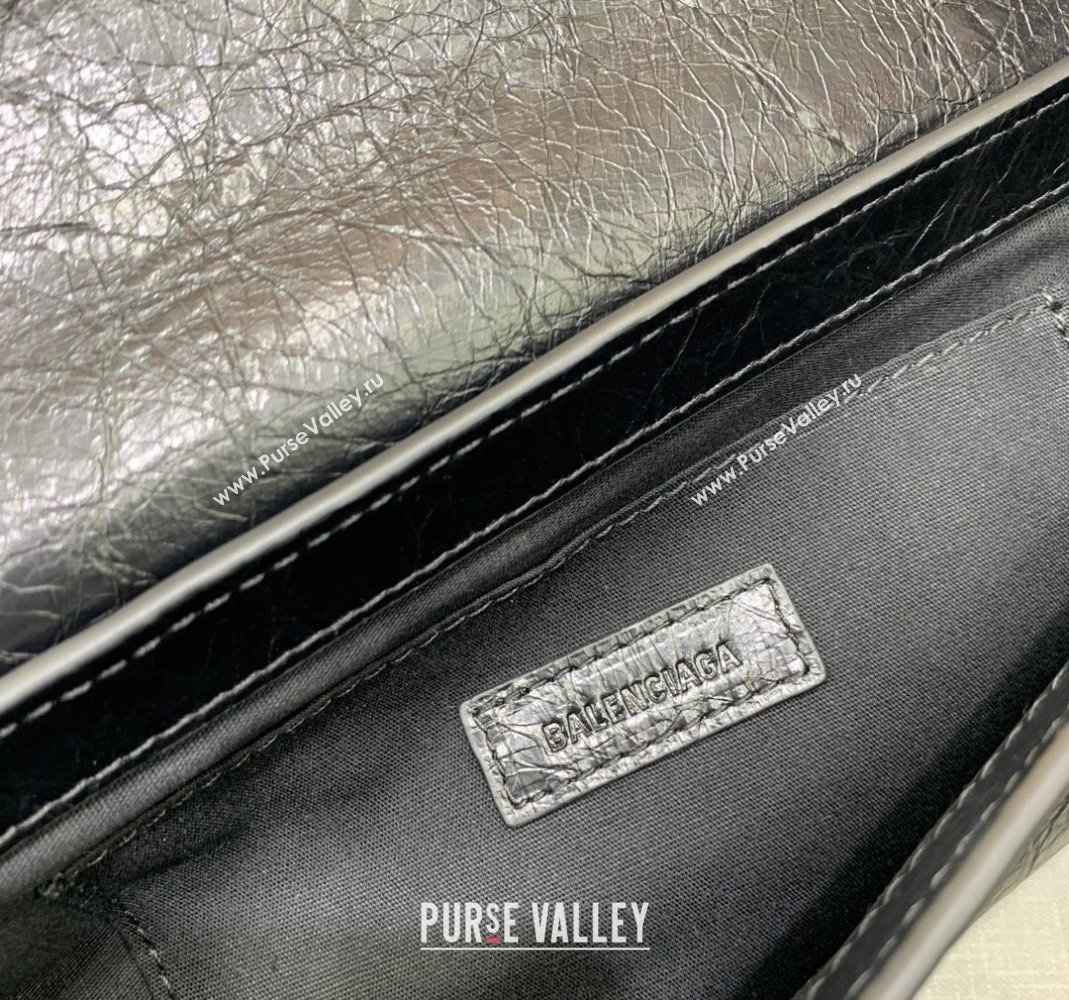 Balenciaga Le Cagole Small Sling Bag in Arena lambskin, aged-silver hardware Black 2023 (JM-231211102)