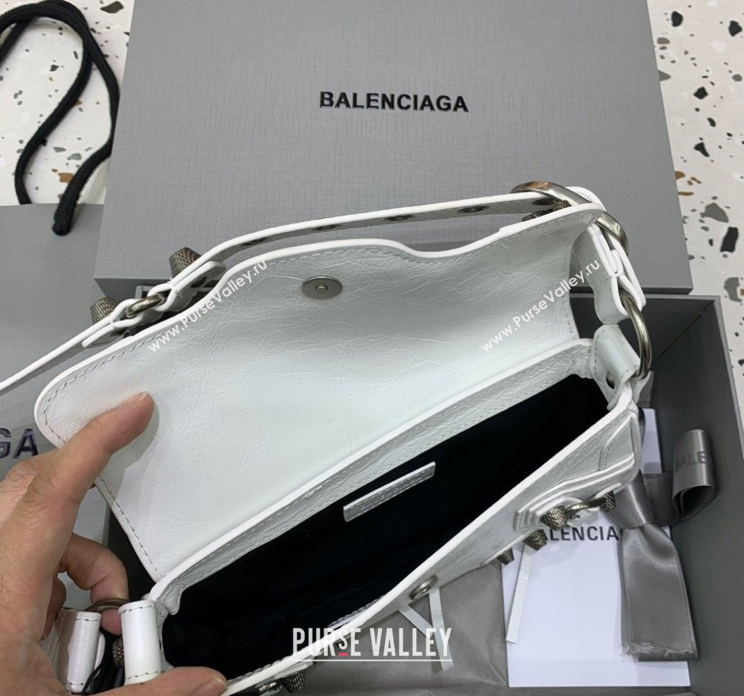 Balenciaga Le Cagole XS Sling Bag in Arena lambskin, aged-silver hardware White 2023 (JM-231211103)