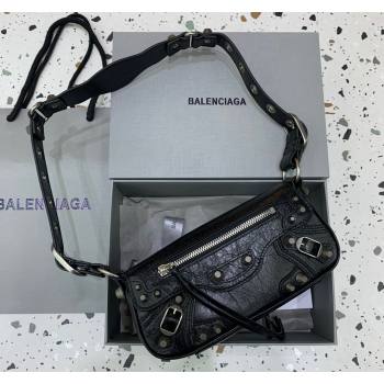 Balenciaga Le Cagole XS Sling Bag in Arena lambskin, aged-silver hardware Black 2023 (JM-231211104)