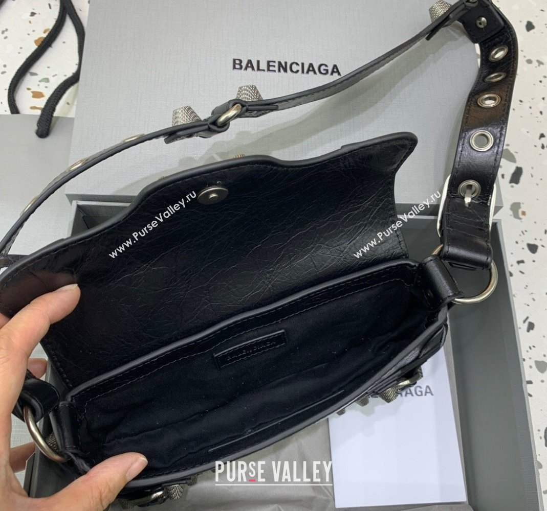 Balenciaga Le Cagole XS Sling Bag in Arena lambskin, aged-silver hardware Black 2023 (JM-231211104)