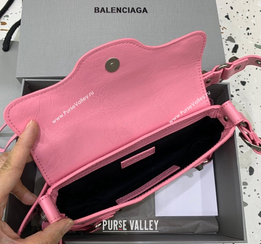 Balenciaga Le Cagole XS Sling Bag in Arena lambskin, aged-silver hardware Pink 2023 (JM-231211105)