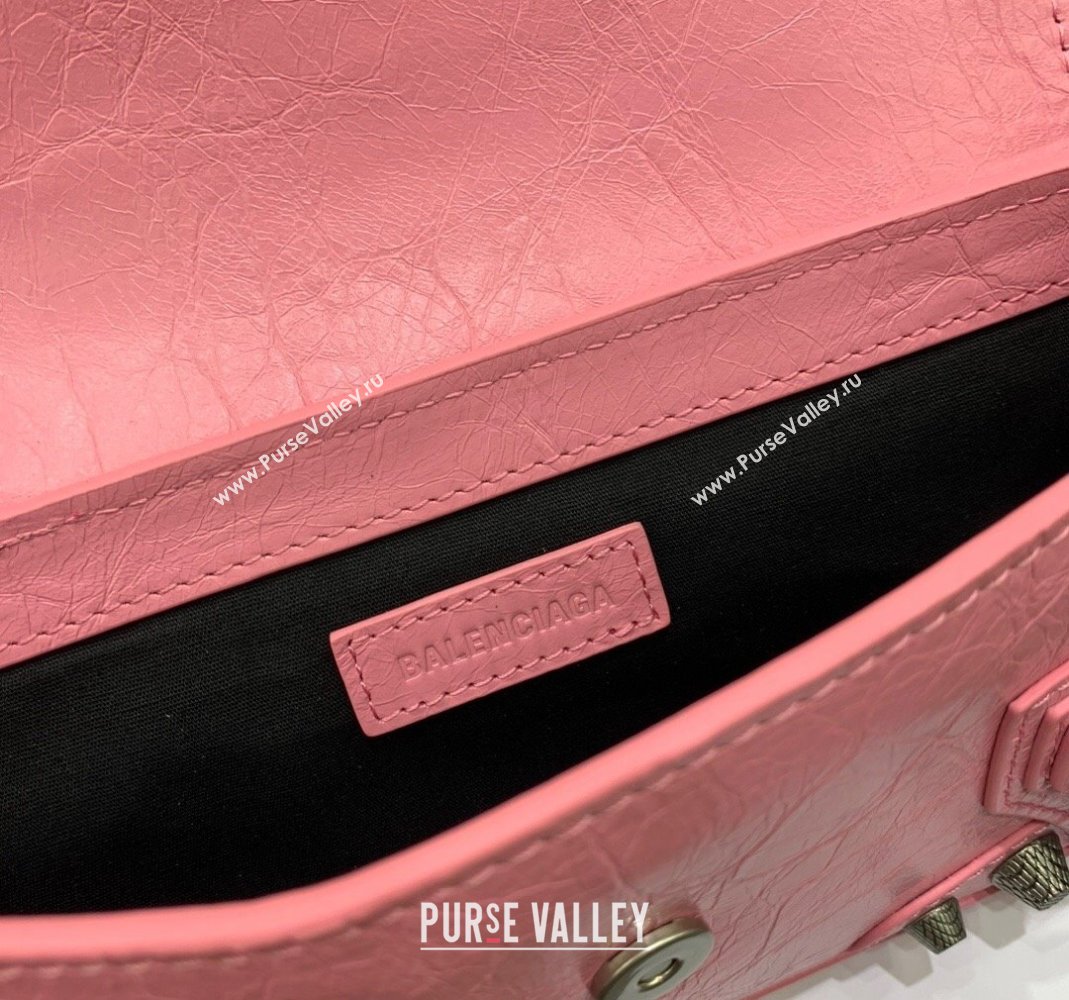Balenciaga Le Cagole XS Sling Bag in Arena lambskin, aged-silver hardware Pink 2023 (JM-231211105)