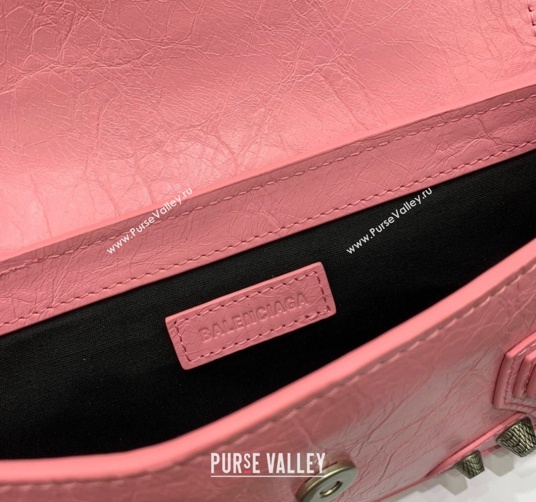 Balenciaga Le Cagole XS Sling Bag in Arena lambskin, aged-silver hardware Pink 2023 (JM-231211105)