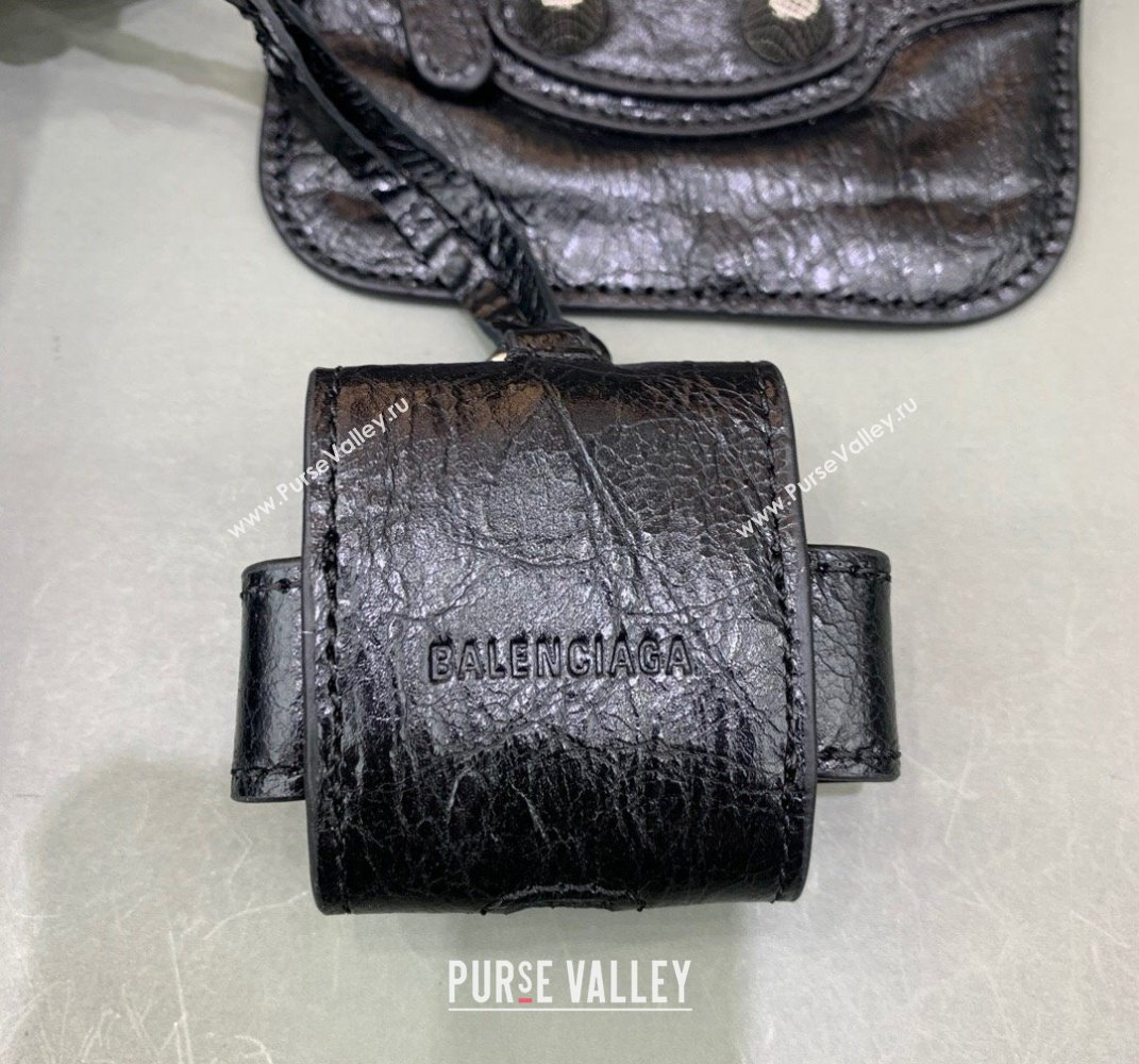Balenciaga Le Cagole Men Crossbody Bag in black Arena lambskin, aged-silver hardware 2025 (JM-250408119)