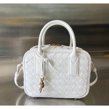 Bottega Veneta Small Getaway Top Handle Bag in Intrecciato Leather White 2023 776736 (WT-231212060)