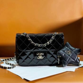 Chanel Patent Calfskin Mini Flap Bag Star Coin Purse AS4646 Black 2023 (yezi-231208010)