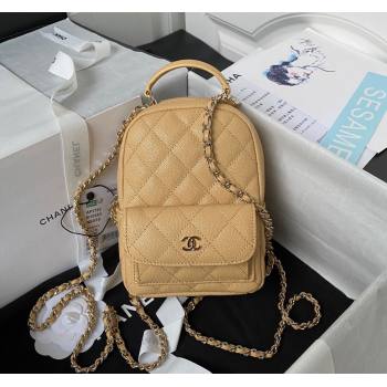 Chanel Grained Calfskin Mini Backpack Bag with Chain AP3573 Apricot 2023 (yezi-231208001)