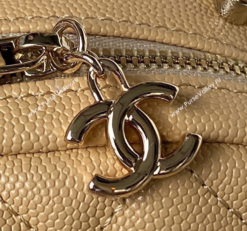 Chanel Grained Calfskin Mini Backpack Bag with Chain AP3573 Apricot 2023 (yezi-231208001)