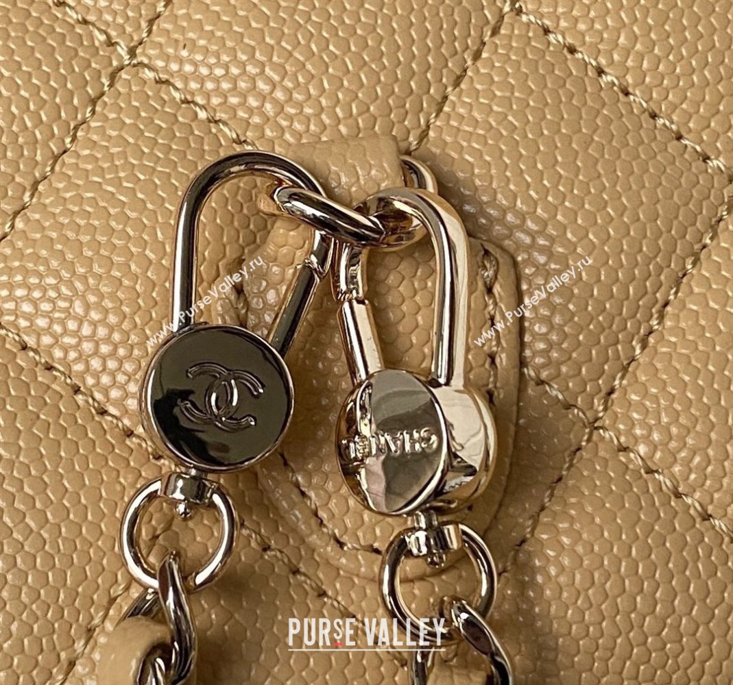 Chanel Grained Calfskin Mini Backpack Bag with Chain AP3573 Apricot 2023 (yezi-231208001)