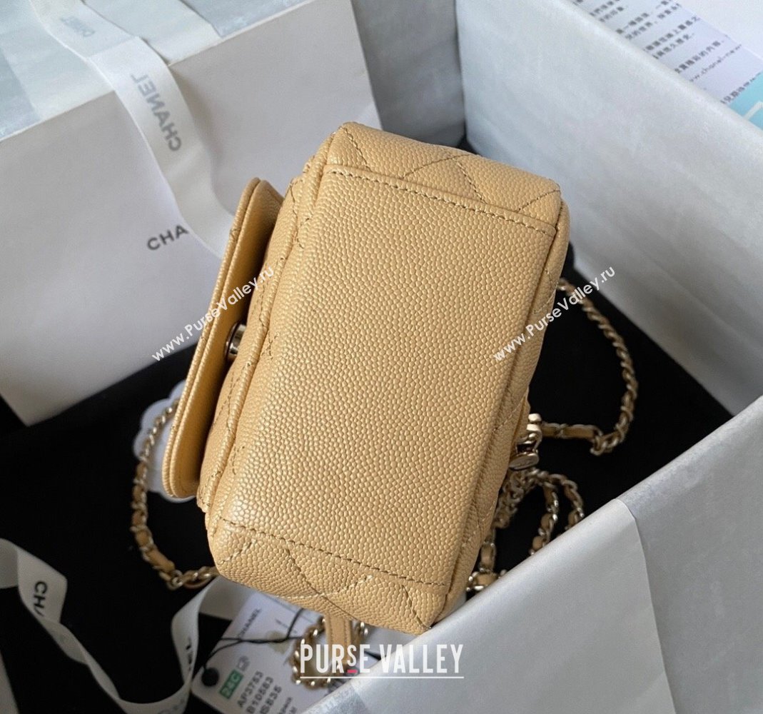 Chanel Grained Calfskin Mini Backpack Bag with Chain AP3573 Apricot 2023 (yezi-231208001)