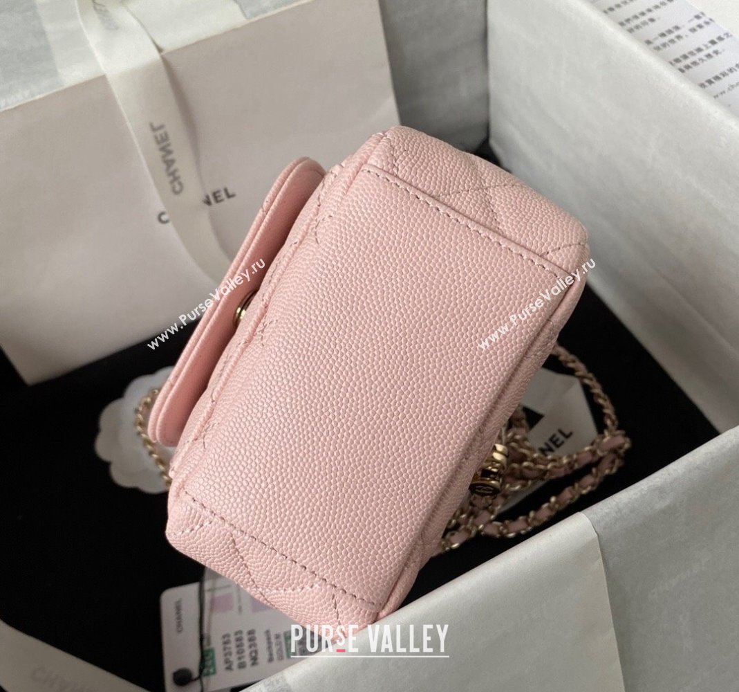 Chanel Grained Calfskin Mini Backpack Bag with Chain AP3573 Light Pink 2023 (yezi-231208002)