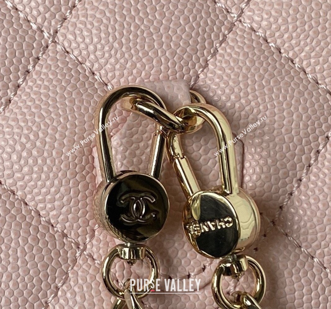 Chanel Grained Calfskin Mini Backpack Bag with Chain AP3573 Light Pink 2023 (yezi-231208002)