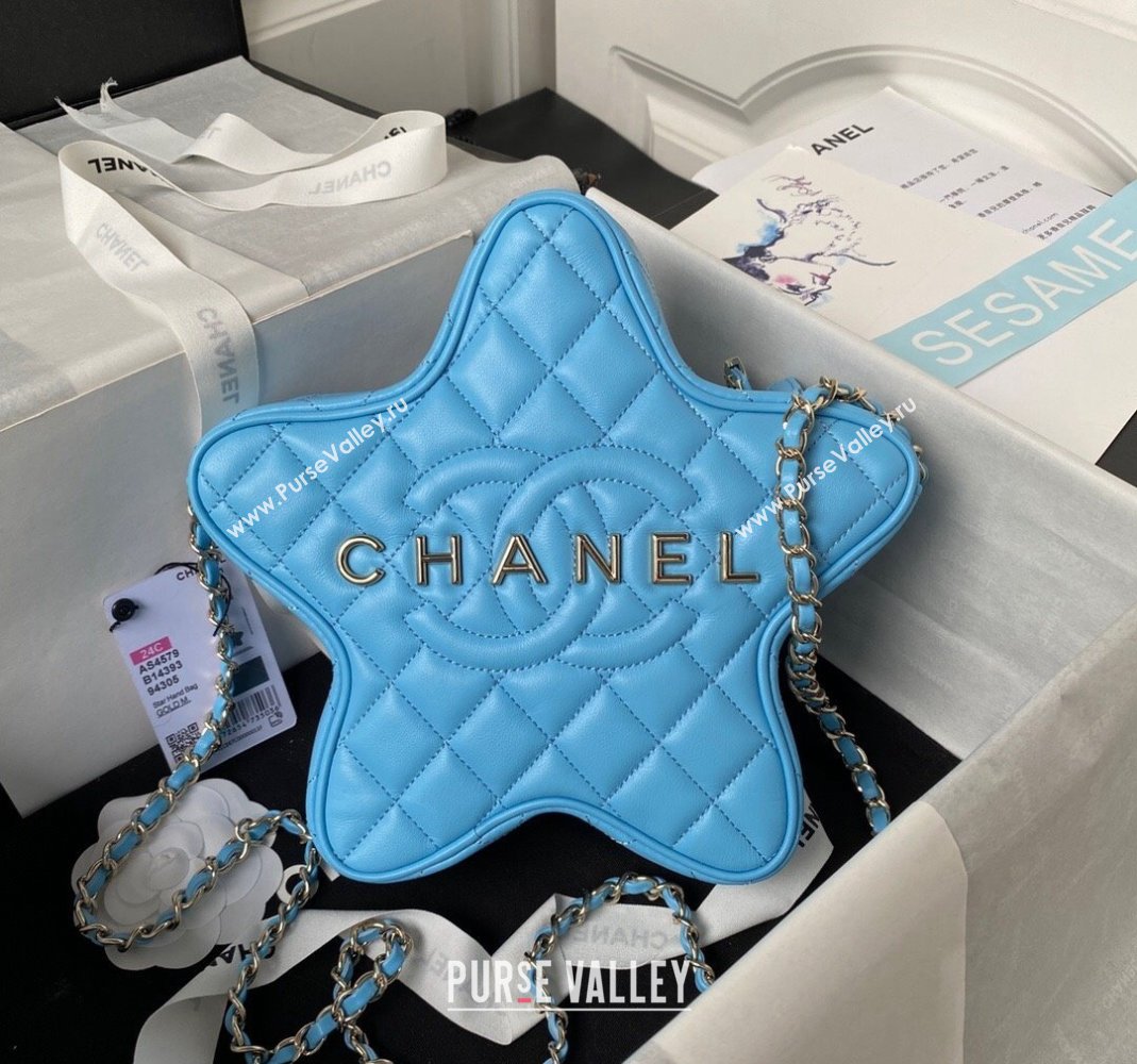 Chanel Lambskin Star Handbag AS4579 Light Blue 2023 (yezi-231208004)