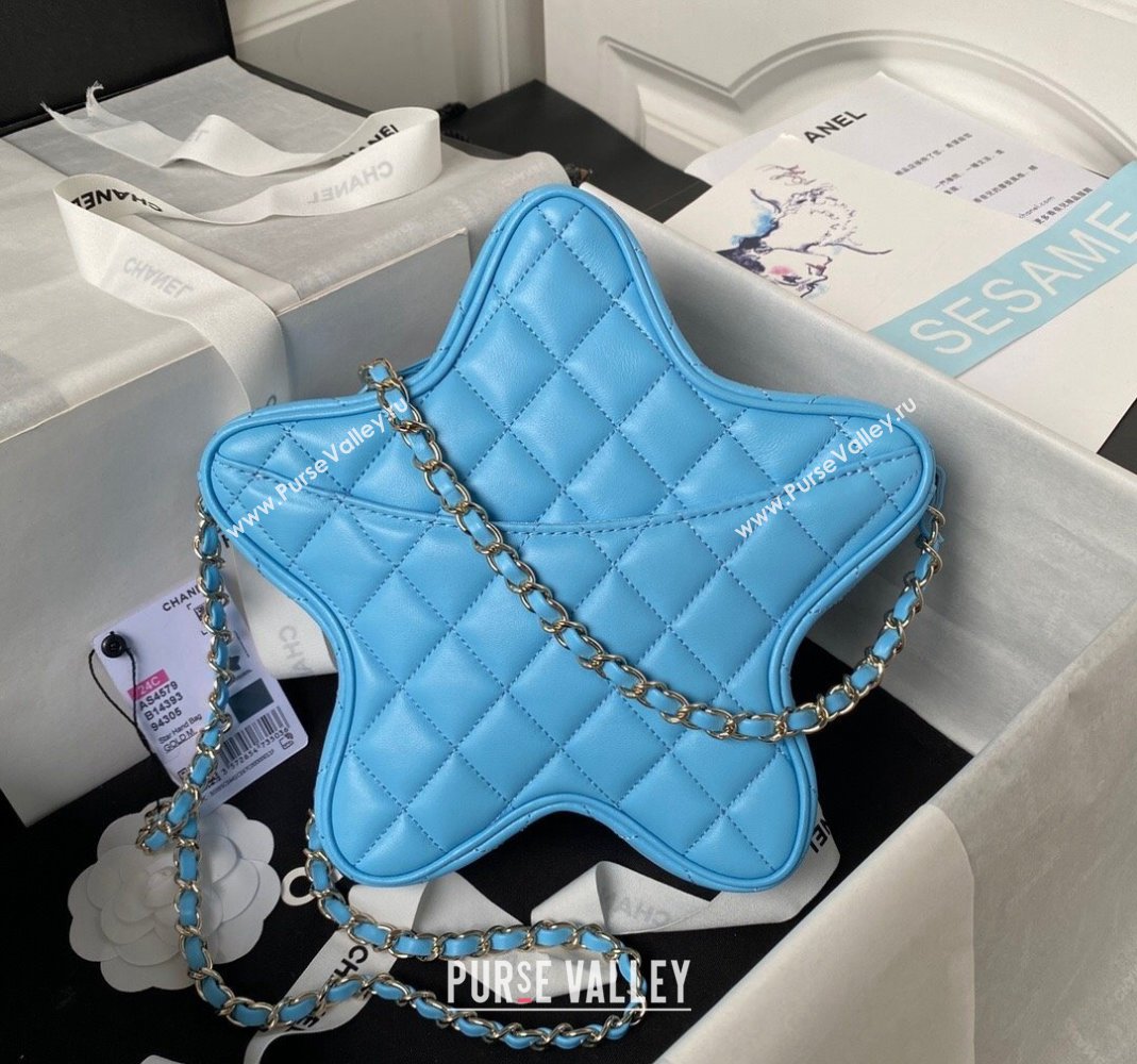 Chanel Lambskin Star Handbag AS4579 Light Blue 2023 (yezi-231208004)