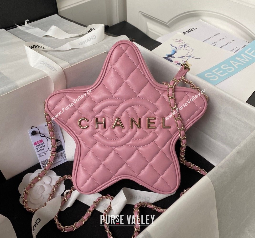 Chanel Lambskin Star Handbag AS4579 Light Pink Leather 2023 (yezi-231208005)