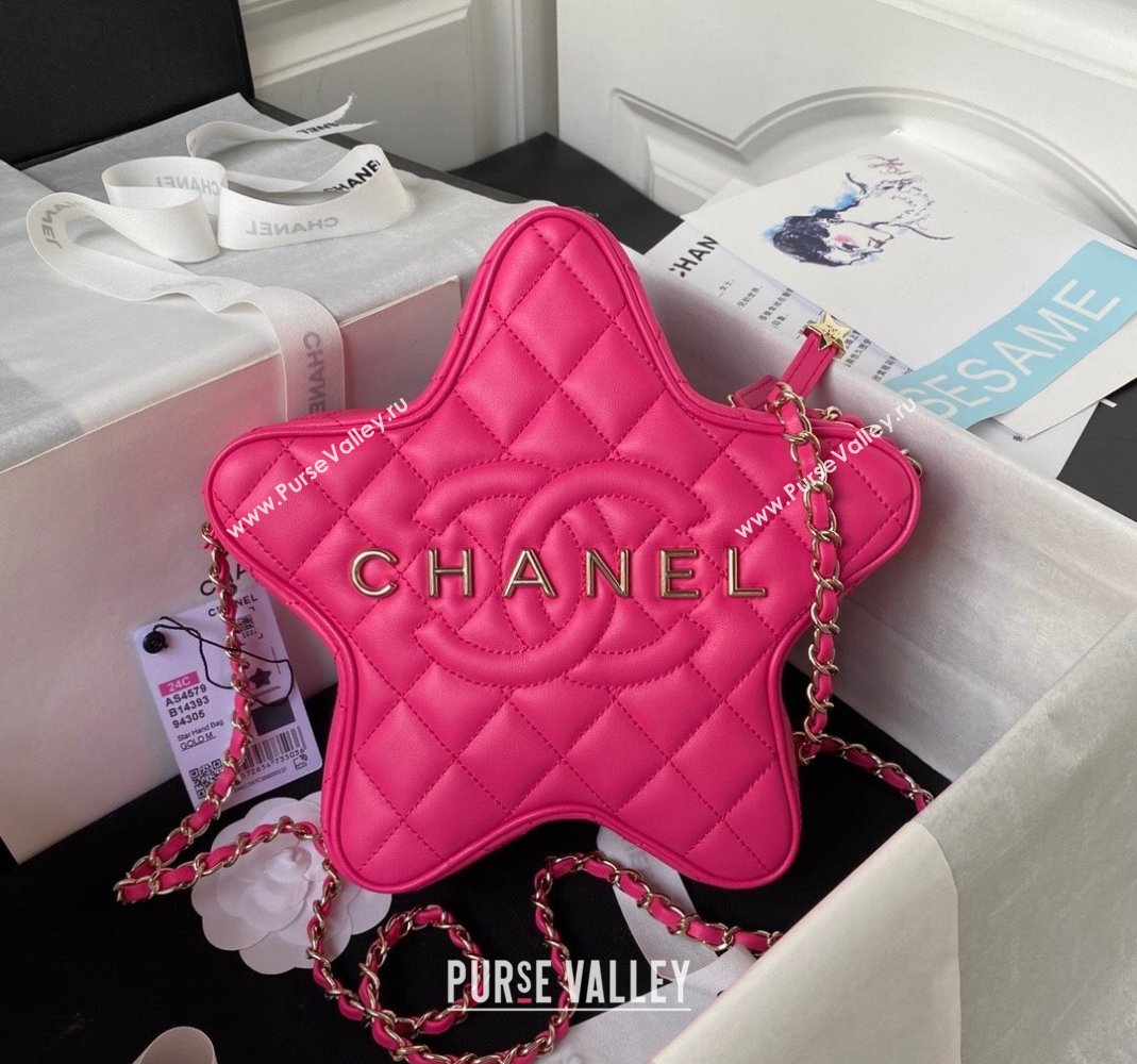 Chanel Lambskin Star Handbag AS4579 Dark Pink Leather 2023 (yezi-231208006)