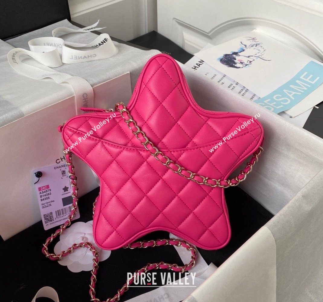 Chanel Lambskin Star Handbag AS4579 Dark Pink Leather 2023 (yezi-231208006)