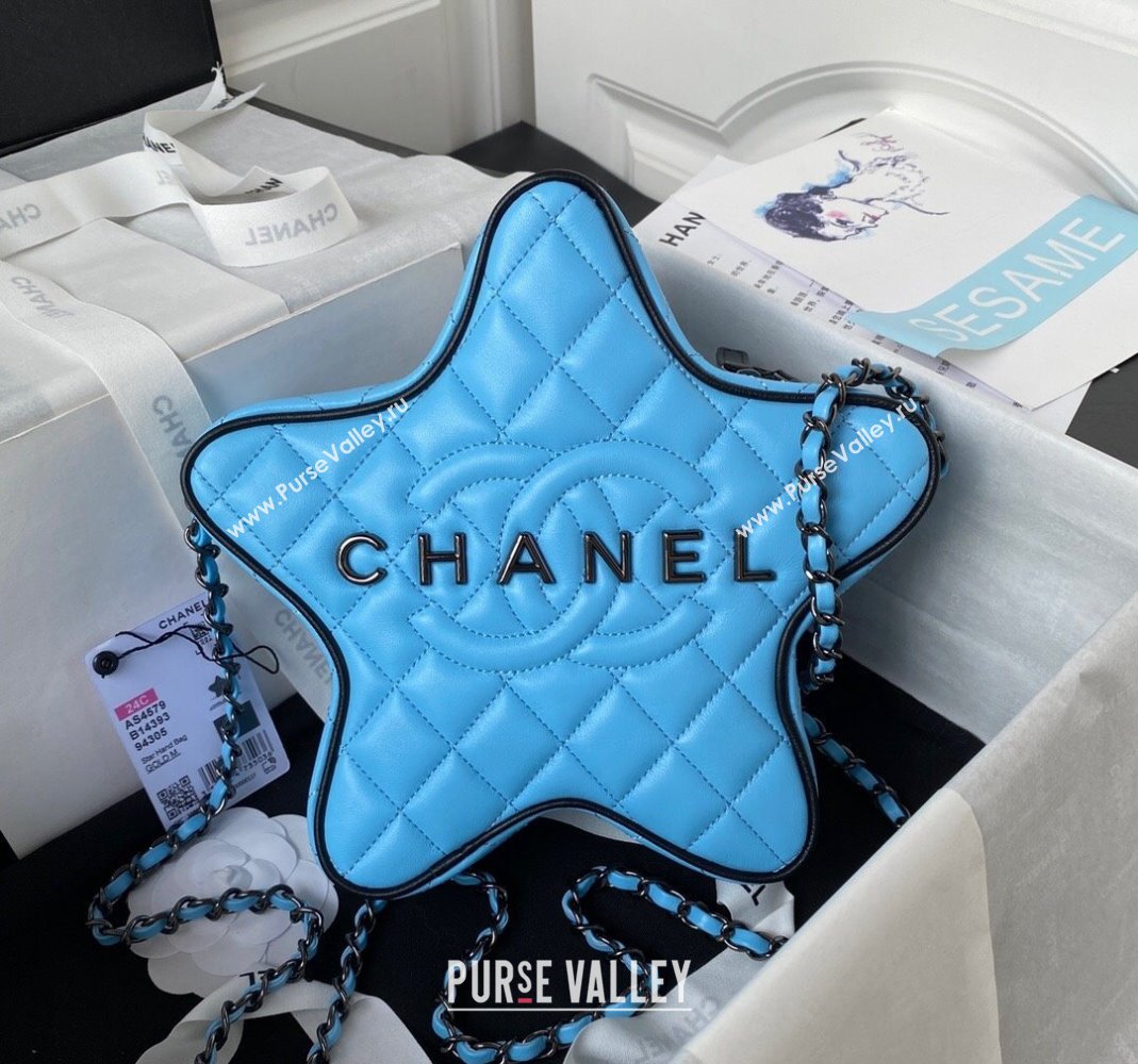 Chanel Lambskin Star Handbag AS4579 Blue/Black 2023 (yezi-231208007)