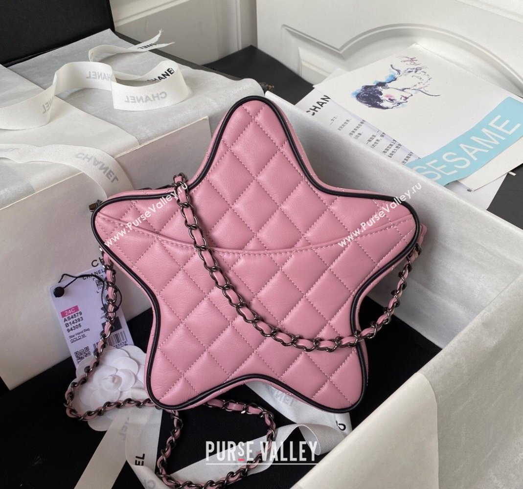 Chanel Lambskin Star Handbag AS4579 Light Pink/Black 2023 (yezi-231208009)